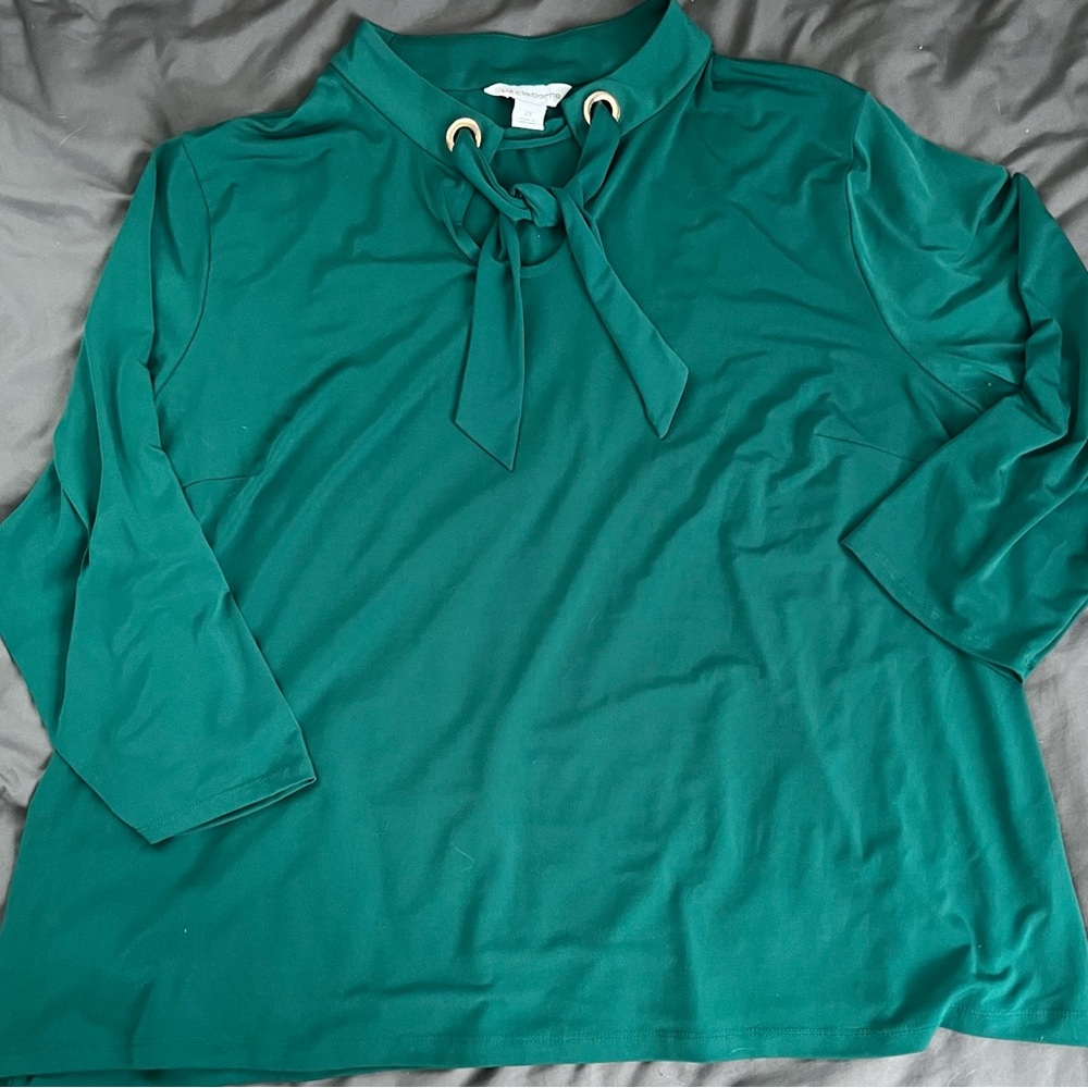 Liz Claiborne Green 3/4 Sleeve Dress Top-2X!
